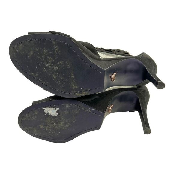 Rachael Rachael Roy Black Suede 4” Heels Open Toe | Chain Details size 10 Sexy - Picture 4 of 11